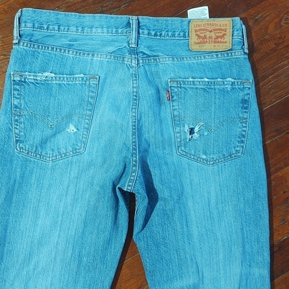 Levi's 514 Distressed Light Wash Mom Jeans W33 L32 - Picture 7 of 15